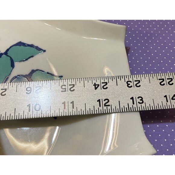 Paul McCobb San Remo Contempri  Platter Plate Blue Leaves Japan MCM Vintage - Picture 4 of 5